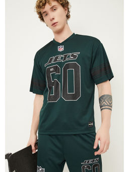 max - Men Green Typography Polyester T-Shirt