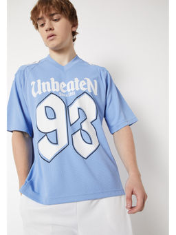 max - Men Blue Typography Polyester T-Shirt