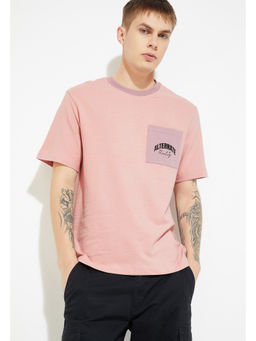 max - Men Pink Solid/Plain Cotton T-Shirt
