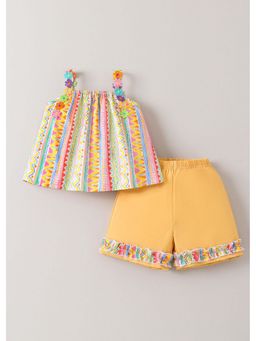 Hopscotch - Floral Applique Printed Top And Shorts