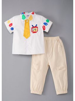 Hopscotch - Pure Cotton Embroidered Shirt And Joggers