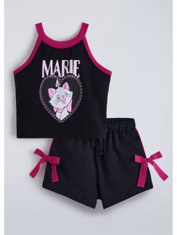 Hopscotch - Black Printed Cotton Marie Top And Shorts