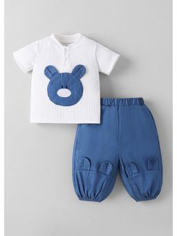 Hopscotch - White Bear Applique T-Shirt And Joggers