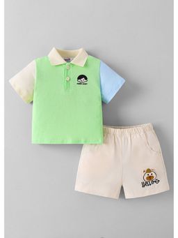 Hopscotch - Multi-Color Colorblock Polo T-Shirt And Shorts