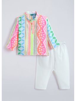 Hopscotch - Multi-Color Geometric Pure Cotton Kurta And Pajama