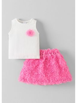 Hopscotch - White Rose Applique Top And Skirt