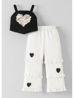 Hopscotch - Black Heart Printed Top And Pant