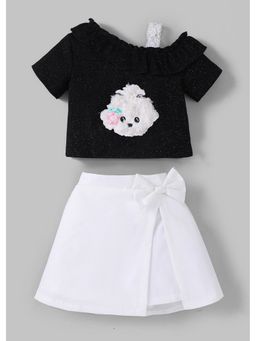 Hopscotch - Black Puppy Applique Blouse And Skort