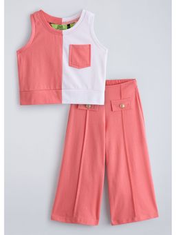 Hopscotch - Colorblock Cut-Out Cotton Top And Pant