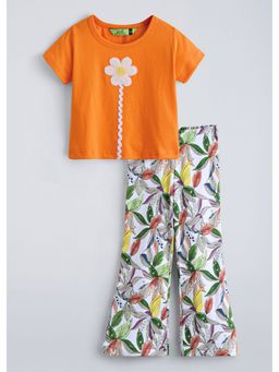 Hopscotch - Floral Applique T-Shirt And Pant