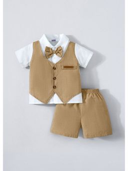 Hopscotch - Bow Textured Shirt With Attached Waistcoat And Shorts