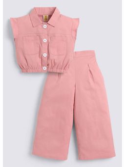 Hopscotch - Pink Ruffled Collared Co-Ord Set