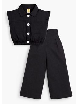 Hopscotch - Black Ruffled Collared Co-Ord Set