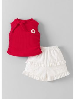 Hopscotch - Floral Applique Top And Shorts