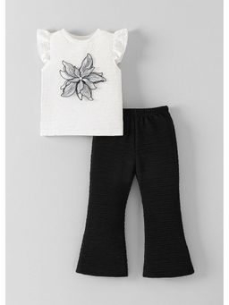 Hopscotch - White Floral Applique Top And Pant