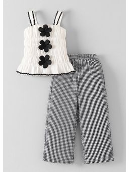 Hopscotch - Floral Applique Gingham Top And Checks Pant