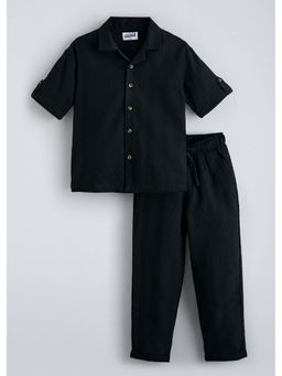 Hopscotch - Black Textured Cotton Co-Ord Set