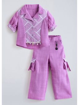 Hopscotch - Pink Geometric Puff Sleeves Co-Ord Set