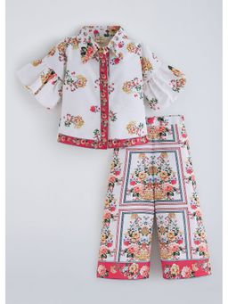 Hopscotch - Floral Bell Sleeves Collared Co-Ord Set