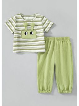 Hopscotch - 3D Applique Striped T-Shirt And Joggers