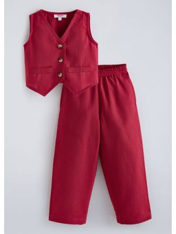 Hopscotch - Red Solid Co-Ord Set
