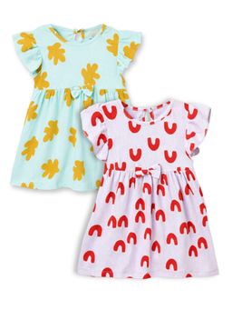 The Boo Boo Club - Multi-Color Pure Cotton Printed Baby Girl Dresses (Pack Of 2)
