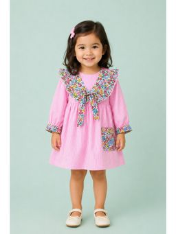 Kidbea - Pink Rose Charm Round Neck Dress