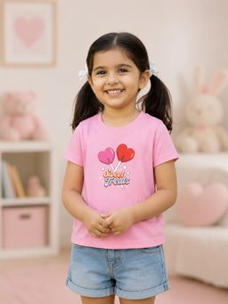 Kidbea - Premium Heart Candy Bamboo Graphic T-Shirt For Girls