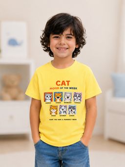 Kidbea - Premium Cat Print Bamboo Graphic T-Shirt For Kids