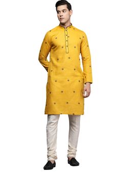 Manyavar - Yellow Woven Design Kurta