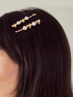 Accessorize London - Women Gold Slides (Set of 2)