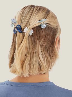 Accessorize London - Women Blue Claw Clip (Set of 4)