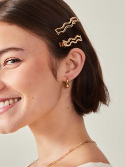 Accessorize London - Women Gold Slides (Set of 2)