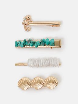 Accessorize London - Women Gold Slides (Set of 4)