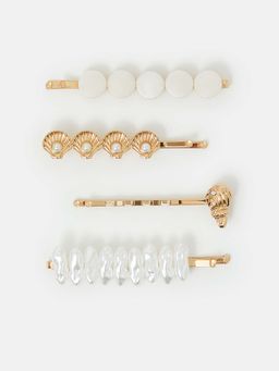 Accessorize London - Women Gold Slides (Set of 4)