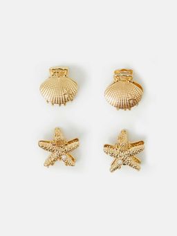 Accessorize London - Women Gold Claw Clip (Set of 4)