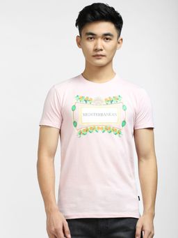 Jack & Jones - Pink Printed Crew Neck T-shirt