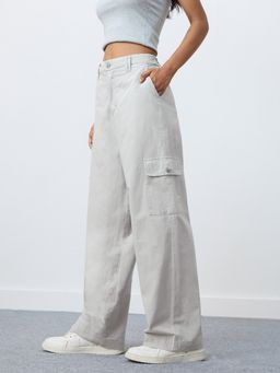 The Souled Store - Originals Linen: Classic Grey Women Cargo