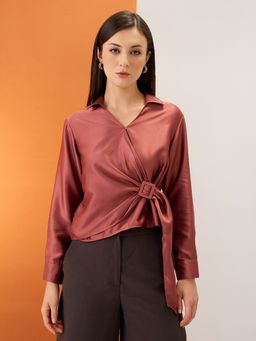 Globus - Women Pink Solid Shirt Style Party Top