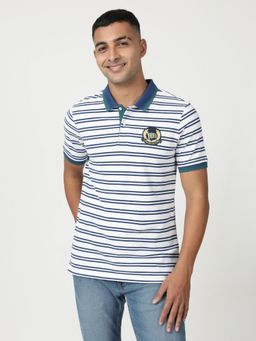 Lee - Men Striped White Polo T-Shirt (Slim)