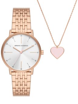 ARMANI EXCHANGE - Rose Gold Strap Watch Set Ax7145