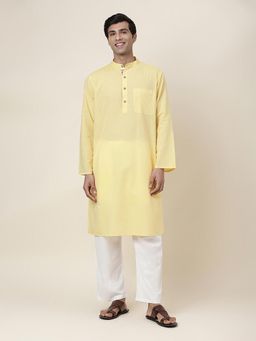 Fabindia - Yellow Solid Long Kurta