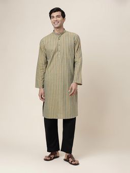 Fabindia - Olive Green Striped Kurta