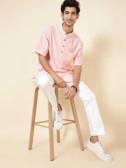 Fabindia - Peach Solid Short Kurta