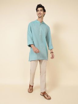 Fabindia - Green Solid Short Kurta