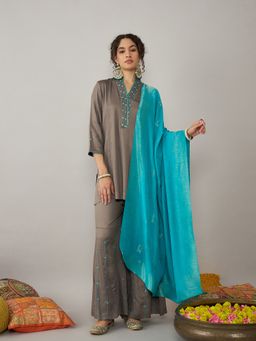 STADO - Grey Kurti and Sharara with Dupatta (Set of 3)
