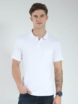Monte Carlo - Men White Solid Collar Neck Polo T-shirt