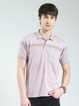 Monte Carlo - Men Maroon Printed Collar Neck Polo T-shirt