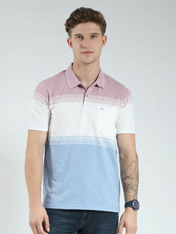 Monte Carlo - Men Blue Colorblock Collar Neck Polo T-shirt