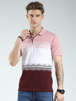 Monte Carlo - Men Maroon Colorblock Collar Neck Polo T-shirt
